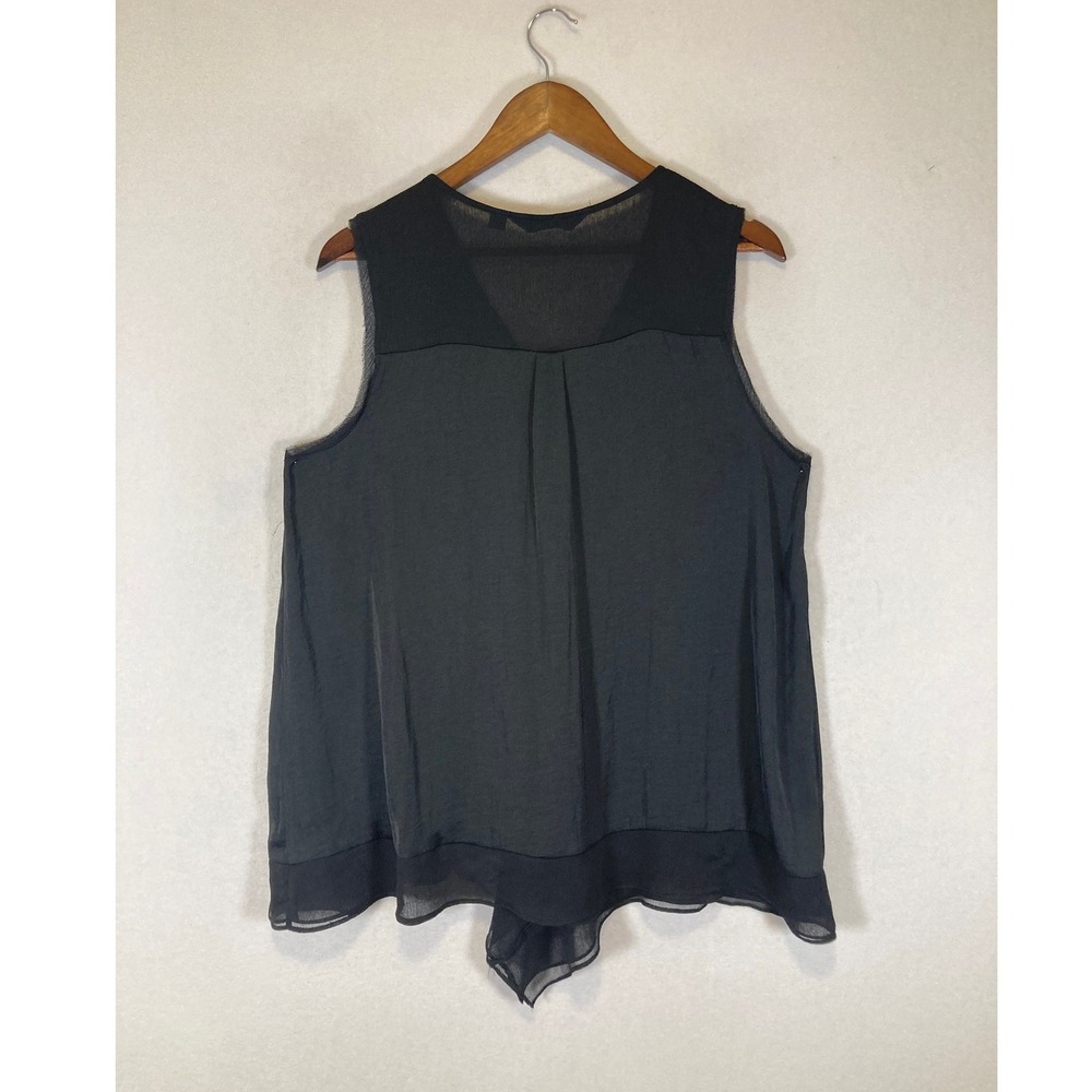 Chic Simply Vera Vera Wang Women XL Black Asymmetrical Drape V-Neck Blouse Top - Picture 2 of 10